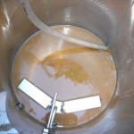 The sweet wort of an English IPA runs from mash tun to boil kettle.